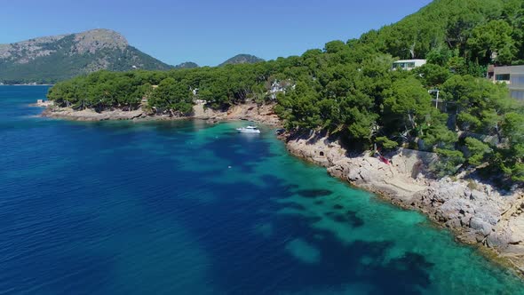 Flight Over Beautiful Seashore at Mallorca