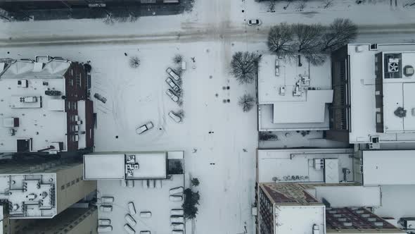 Snowy Streets of Downtown Portland During Winter