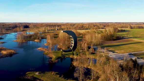 Modern Construction Observation Tower in Kirkilai  Aerial Dron Shot