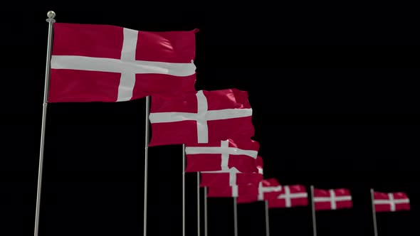 Sovereign Military Order of Malta Row Of Flags Animation Include Alpha Channel