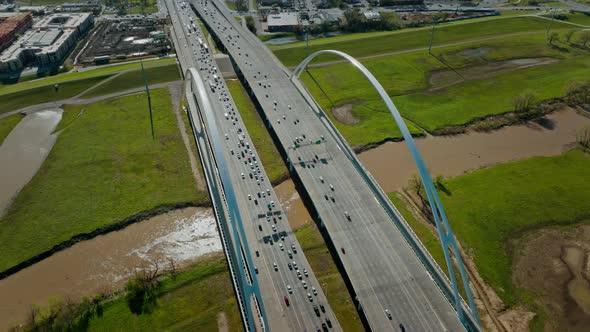 Margaret Mcdermott Bridge and the Highway in Dallas