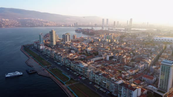 Beautiful Resort Town on the Background of Mountains