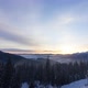 Aerial View of Sunrise in Winter Forest Mountains with Lot of Snow and Snowy Trees in Cold Morning - VideoHive Item for Sale