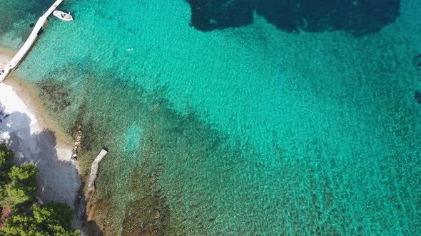 Aerial View Drone Footage of the Blue Lagoon in the Adriatic Sea, Croatia