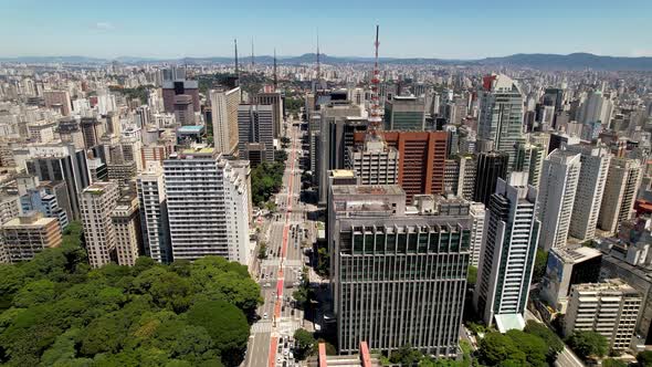 Paulista Avenue at downtown Sao Paulo Brazil. Tourism landmark.