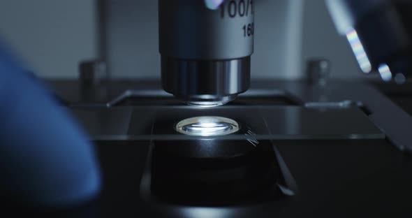 Microscope with Metal Lens at Laboratory