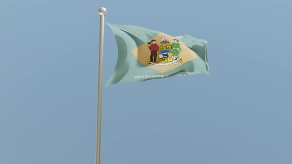 Delaware flag on flagpole.