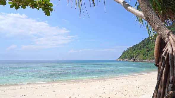 Beautiful tropical beach sea ocean with blue sky and white cloud