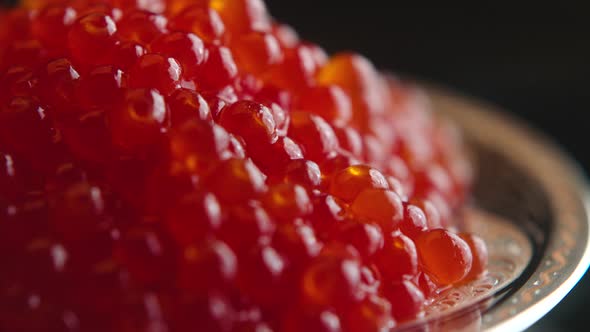 Close Up Shot of Red Caviar