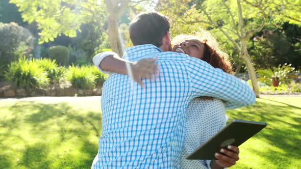 Happy couple embracing each other