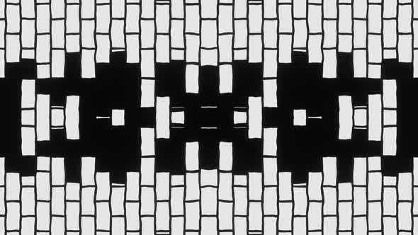 Abstract animation of black and white bricks 02