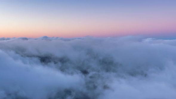 Colorful Evening Above Clouds Heaven Background in Peaceful Nature