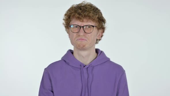 No By Head Shake Redhead Young Man, White Background