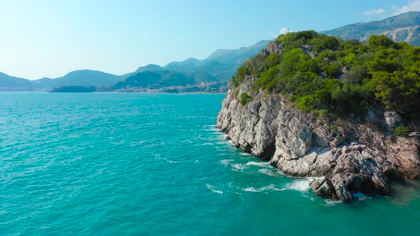 Shoreline and Adriatic Sea Scenic Landscape on the Coast Path on Montenegro Balkans Europe