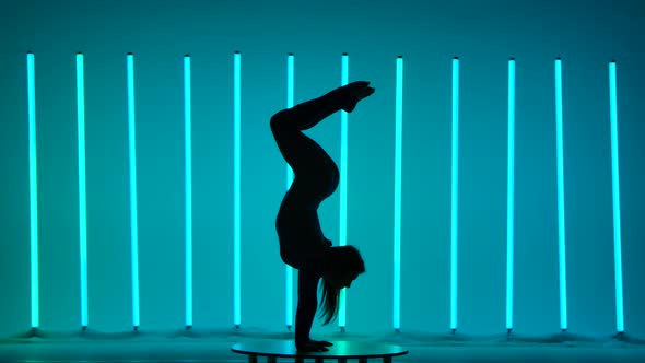 A Girl Against the Backdrop of Neon Lights