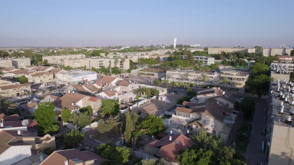 Aerial Drone Shot Of Brit Kehuna Neighborhood Netivot