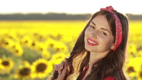 Lovely Lady Posing and Smiling in Nature