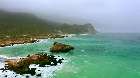 Aerial view of Shaat Beach, Salalah, Oman