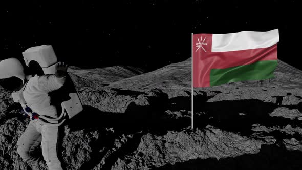 Astronaut Planting Oman Flag on the Moon