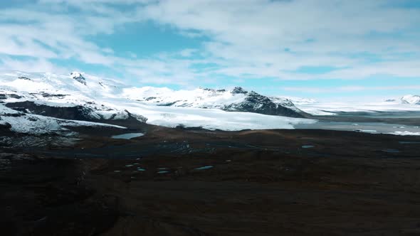 Aerial View of the Glaciers and Snowy Mountains in Iceland