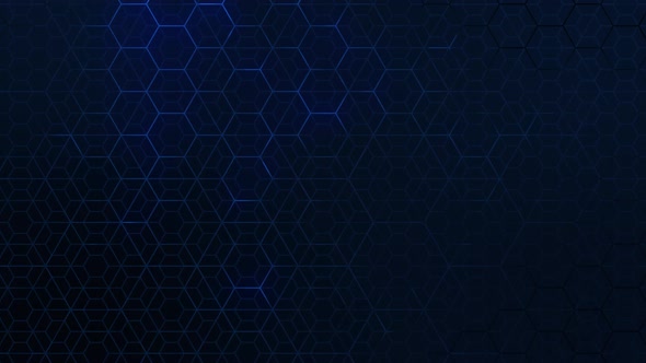 Hexagon Neon Glow Pattern Blue 4K Loop