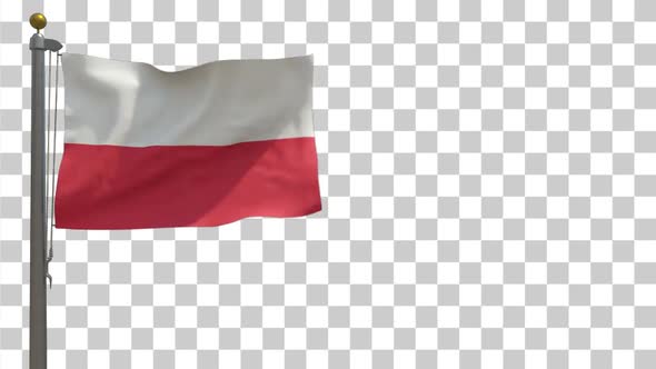 Poland Flag on Flagpole with Alpha Channel