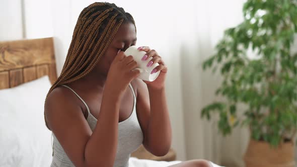 Morning Energy Coffee Aroma Woman Drinking Tea