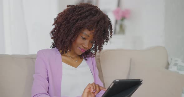 Laptop work The African American businesswoman Work on a business project Home office