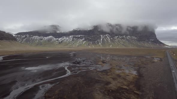 Winter landscape aerial view in Iceland