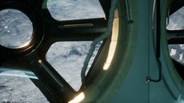 Cockpit View From International Space Station Operating Nearby of Planet Earth alt