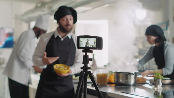 Professional Camera Recording Video of Cooking Show