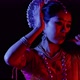 Female asian dancer perform, Odissi Indian traditional dance, 4k studio black backdrop color rgb led - VideoHive Item for Sale