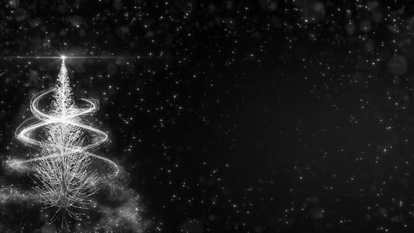 Animated White Christmas Fir Tree Star background bokeh snowfall HD resolution