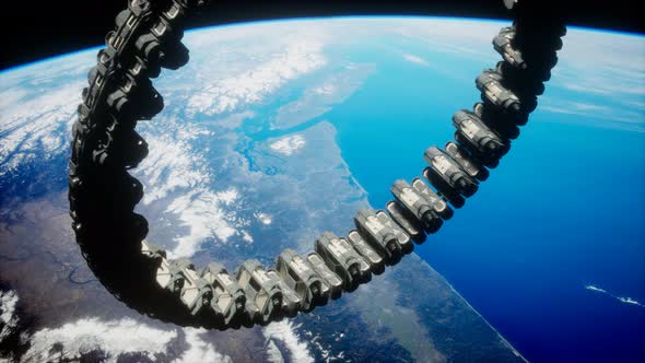 Futuristic Space Station on Earth Orbit alt