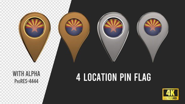 Arizona State Flag Location Pins Silver And Gold