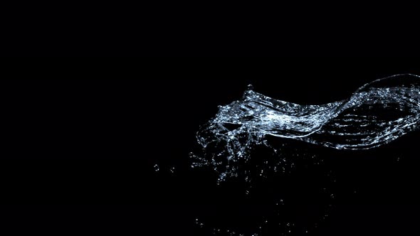 Super Slow Motion Shot of Water Splash at 1000Fps Isolated on Black Background