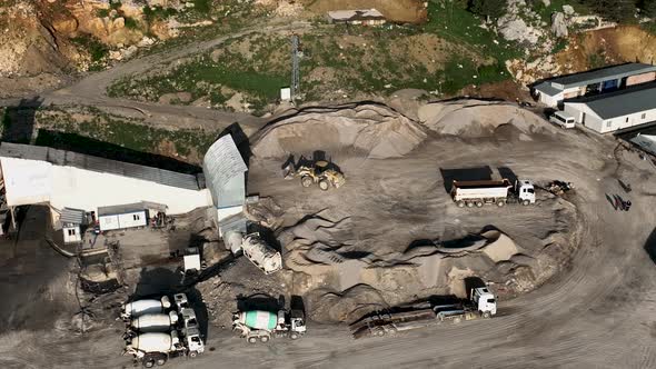 Tunnel development in the mountains aerial view 4 K