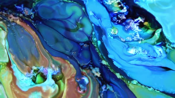 Liquid Colorful Paint Pattens Mix In Slow Motion