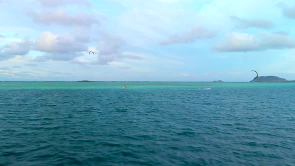 Aerial of Kite Boarder in Kaneohe Bay