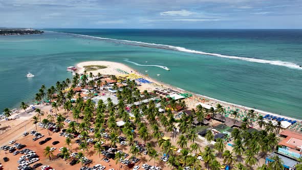 Gunga Beach tourism landmark at Maceio Alagoas Brazil. Relaxation scenery.