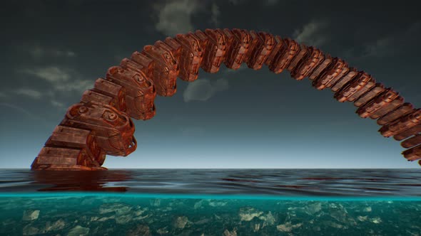 Old Crushed UFO Alien Spaceship in Ocean alt