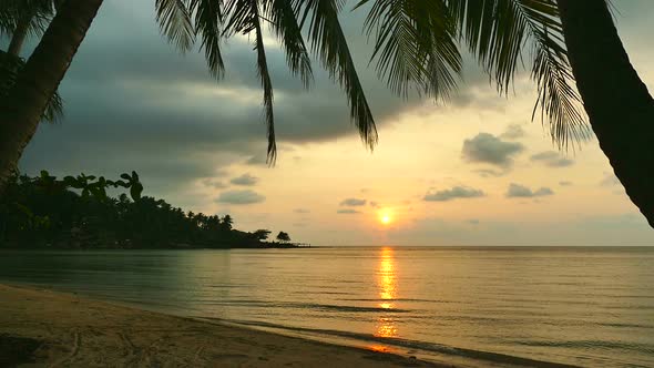 Beautiful sunset on the tropical beach and sea