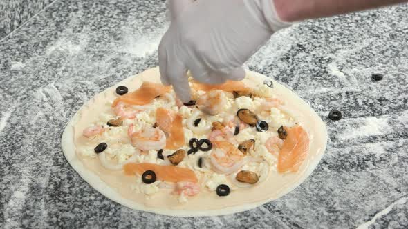 Uncooked Seafood Pizza