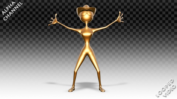 3D Gold Woman - Cartoon Thriller Dance