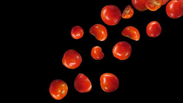 Tomatoes Falling Down With Alpha Channel