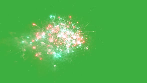 Abstract Firework on Green Chroma Key Background 4Th of July Independence Day Concept