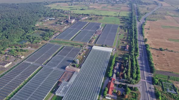 Aerial Top View of Greenhouse