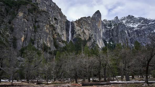 Time lapse of yosemite bridalveil falls during winter