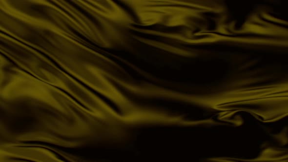 Wavy Yellow Silk Fabric. Luxury Background. Slow Motion.