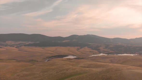 Drone footage of Zlatibor mountain in the sunset.